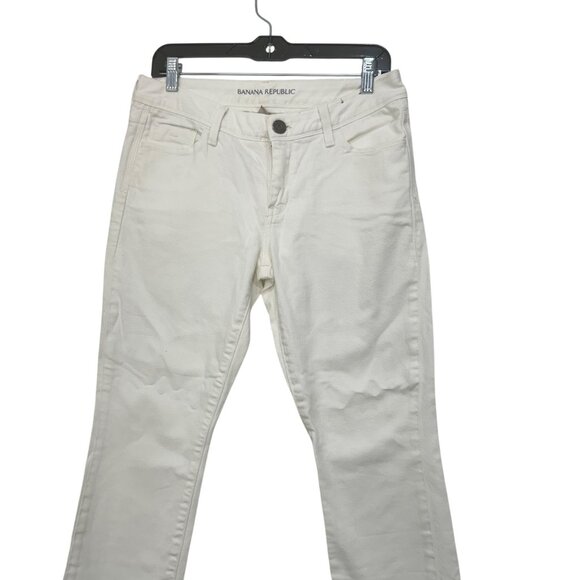 Banana Republic Women Ivory Stretch Denim Skinny Crop Jeans Petite Size 28P - Picture 9 of 12
